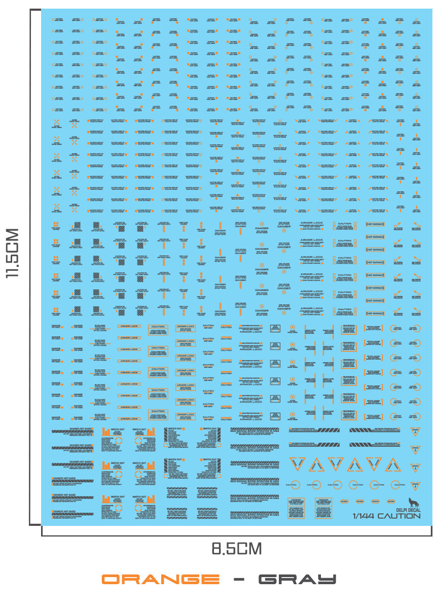 1/144 MECHANICAL CAUTION (Gray+Orange) WATER DECAL