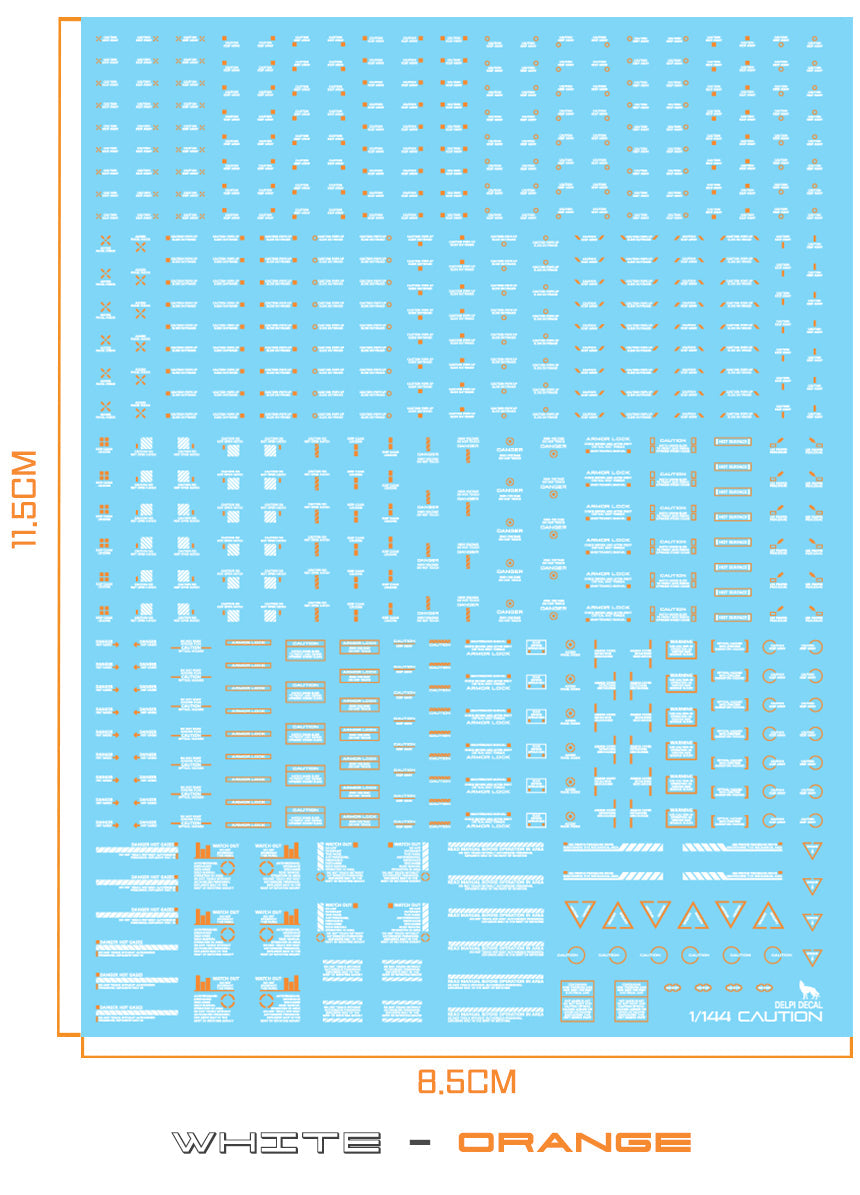 1/144 MECHANICAL CAUTION (WHITE+ORANGE) WATER DECAL
