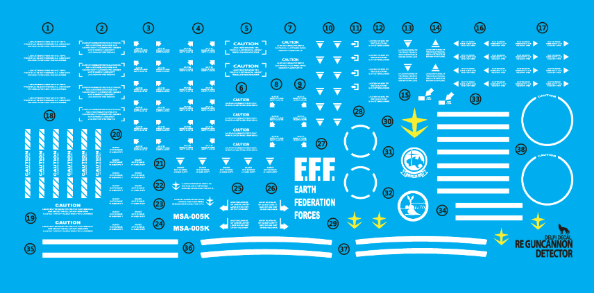 RE/100 Guncannon Detector WATER DECAL