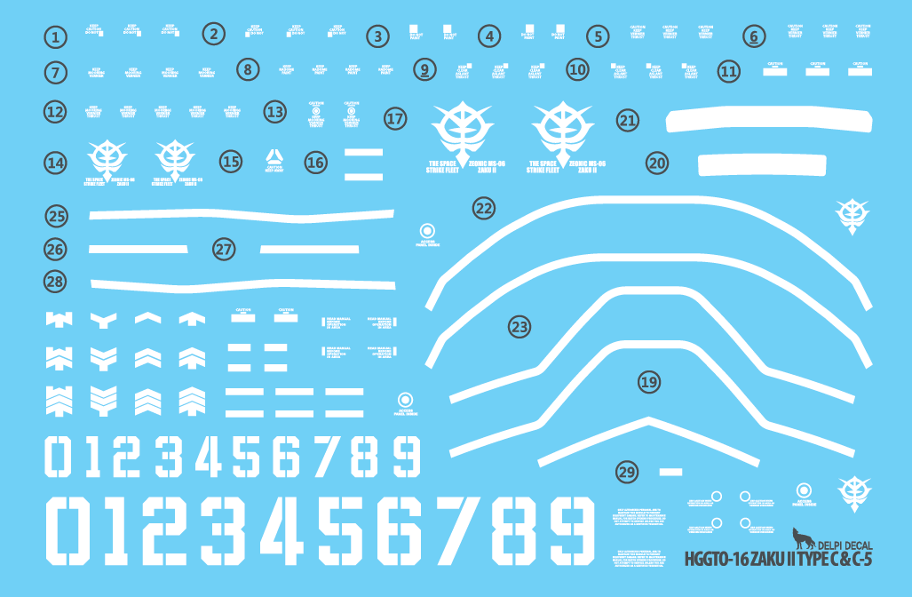 HG The Origin 16 MS-06C ZAKU 2 TYPE C / C5 LUMINOUS WATER DECAL