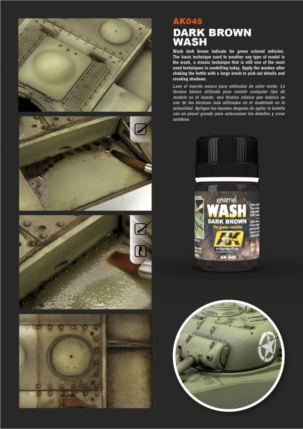 Dark Brown Wash For Green Vehicles 35ml Bottle
