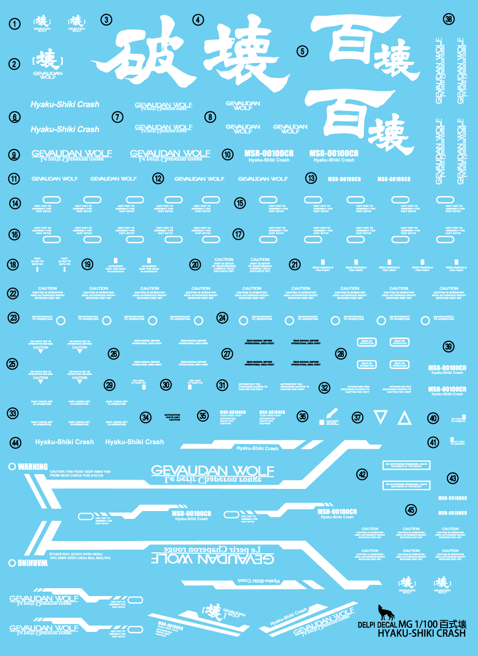 MG HYAKU SHIKI CRASH WATER DECAL