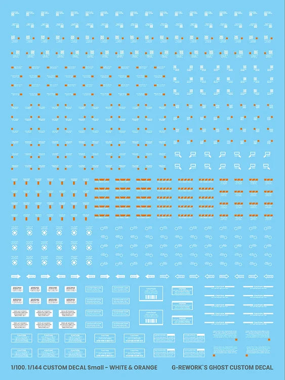 G-REWORK - 1/144, 1/100 Custom Caution Decal (White / Orange)