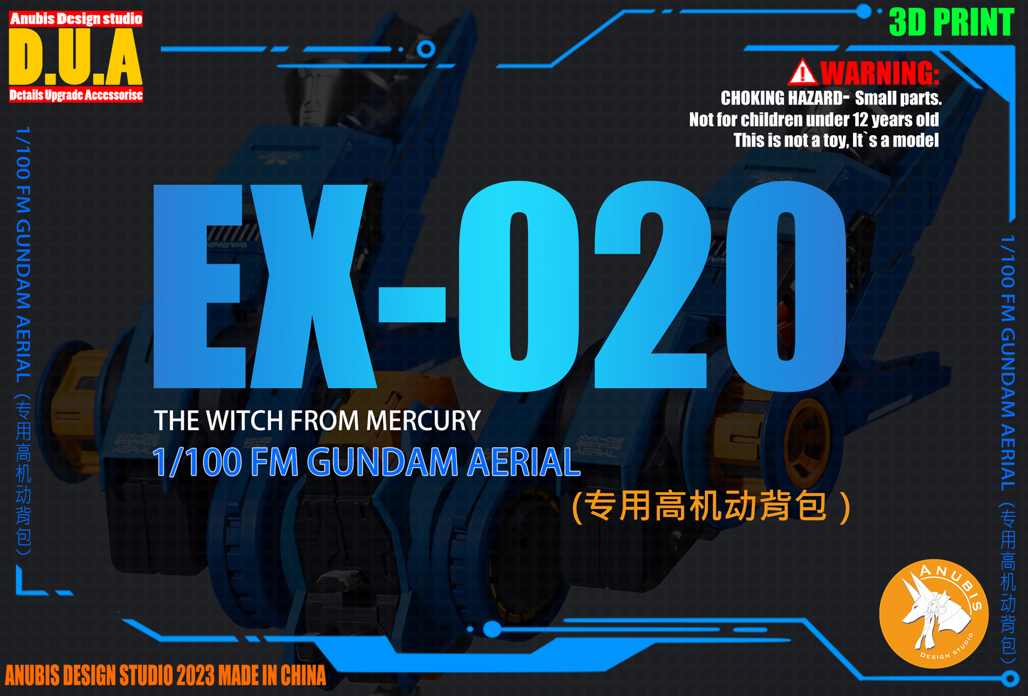 Backpack for 1/100 FM Gundam Aerial D.U.A EX-020 3D Print