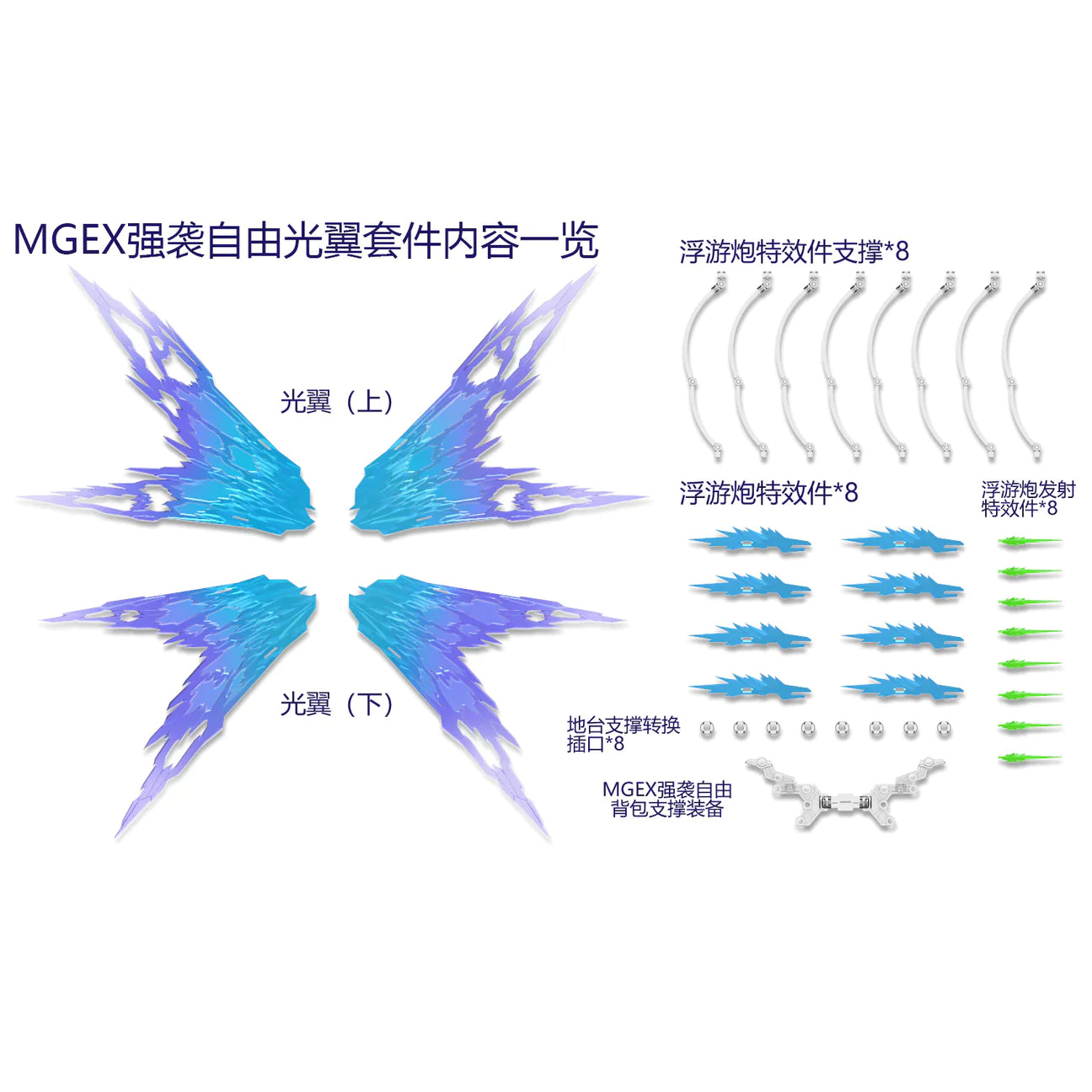 DDB Corgi MGEX Strike Freedom Gundam Wing of Light Option Set