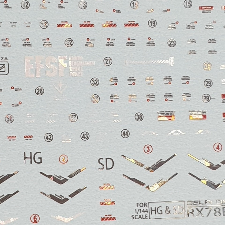 SD HG RX-78F00 GUNDAM WATER DECAL