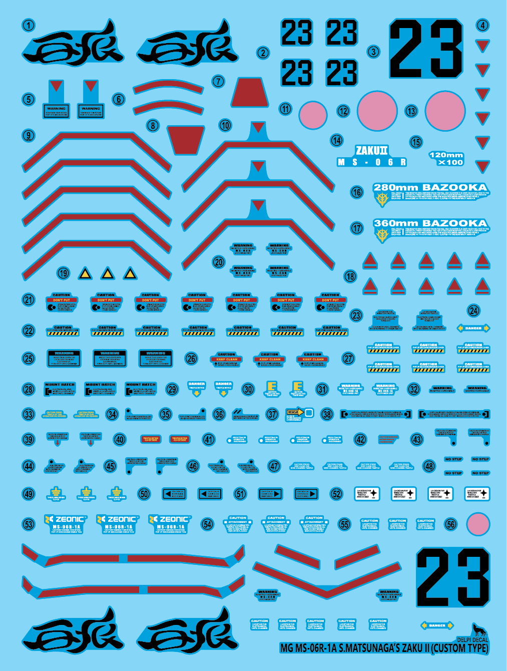 MG SHIN MATSUNAGA ZAKU (CUSTOM) WATER DECAL