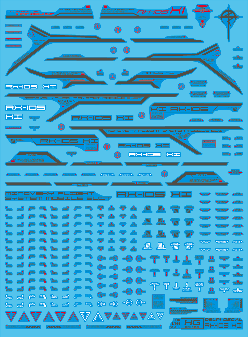 HG RX-105 XI GUNDAM WATER DECAL