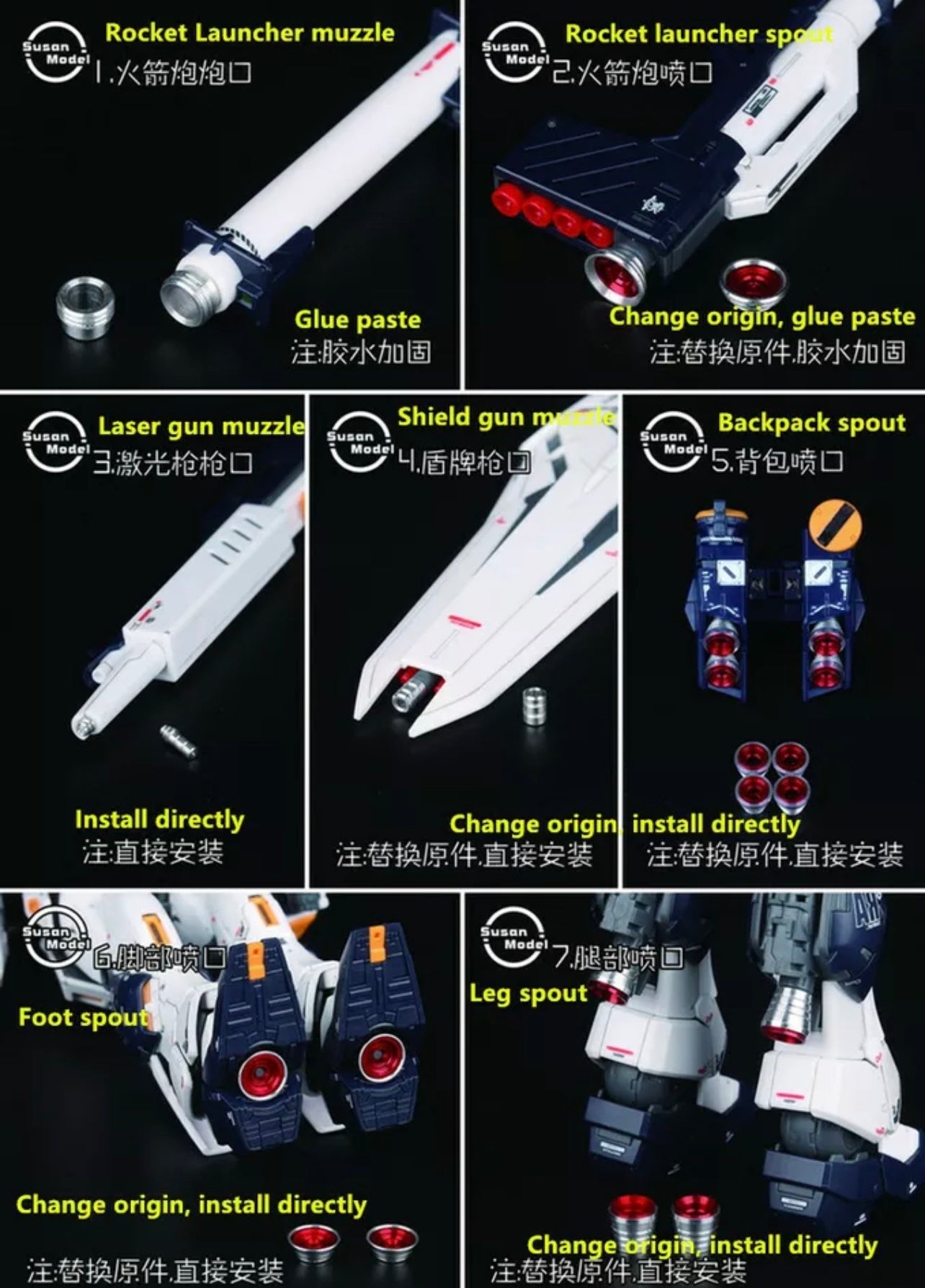 Susan Model easy install Metal Modified parts for RG 1/144 RX-93 Nu V