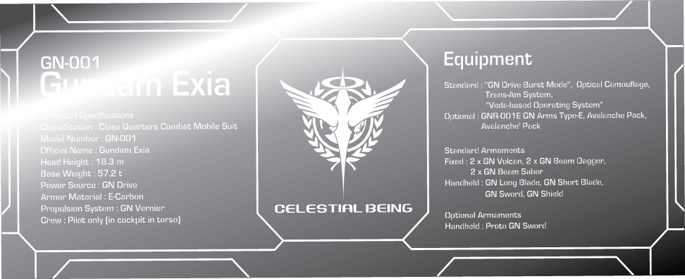 PG EXIA BASE METAL STICKER