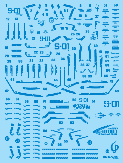 RG SAZABI BLUE HOLO WATER DECAL