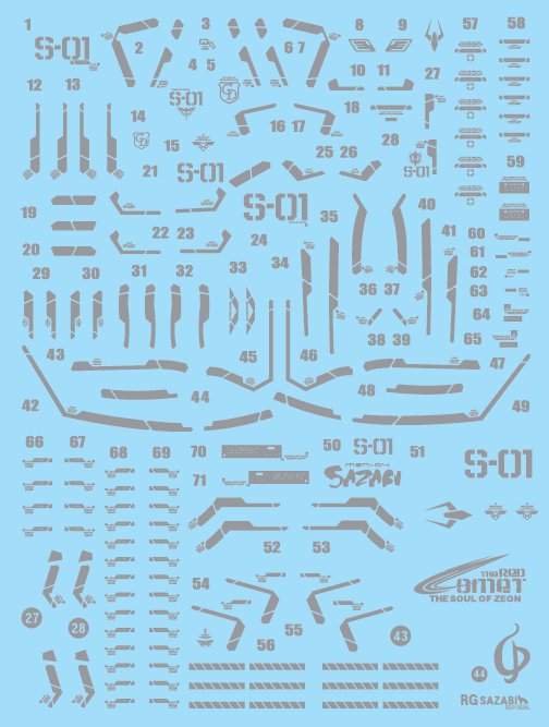 RG SAZABI SILVER HOLO WATER DECAL
