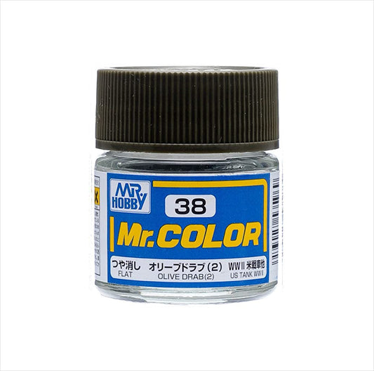 C38 Flat Olive Drab (2) 10ml, GSI Mr. Color