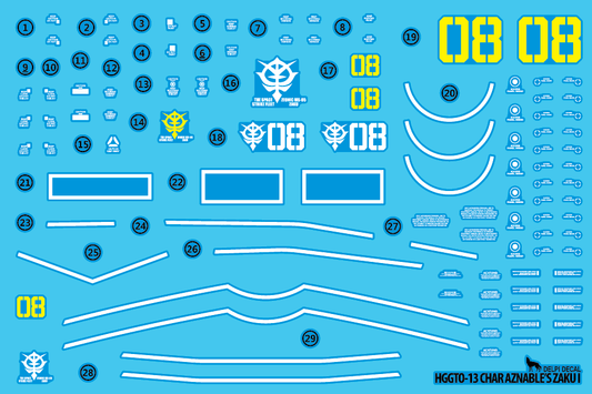HGGTO 13 CHAR AZNABLE'S ZAKU 1 WATER DECAL