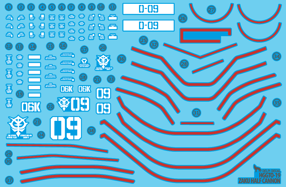 HGGTO 19 ZAKU HALF CANNON WATER DECAL