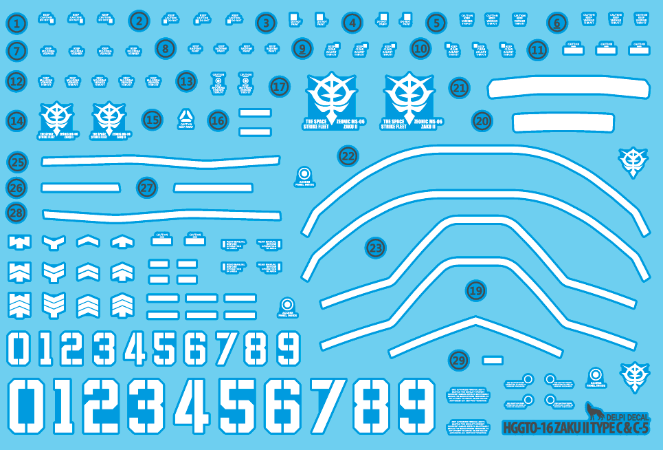 HG The Origin 16 MS-06C ZAKU 2 TYPE C / C5 HYBRICAL WATER DECAL