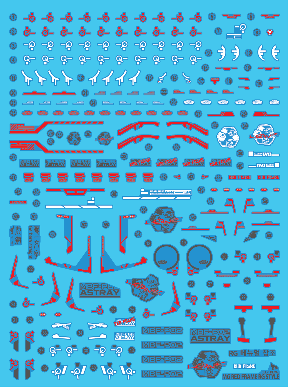 MG RED FRAME (RG style) WATER DECAL