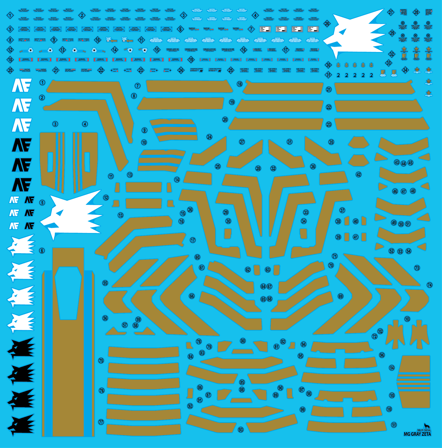 MG GRAY ZETA WATER DECAL