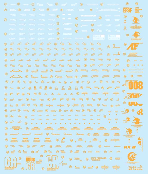 MG BANSHEE Ver.KA WATER DECAL(WHITE & GOLD HOLO)