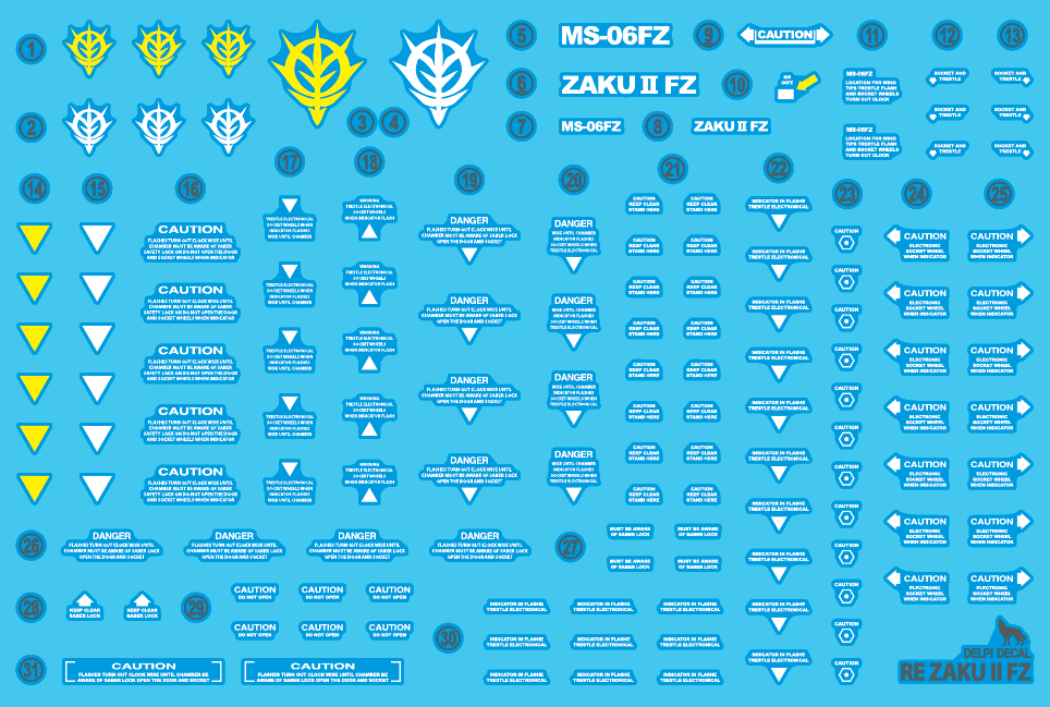 RE/100 ZAKU II FZ WATER DECAL