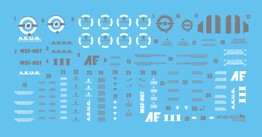 RE/100 Gundam Mk-III WATER DECAL