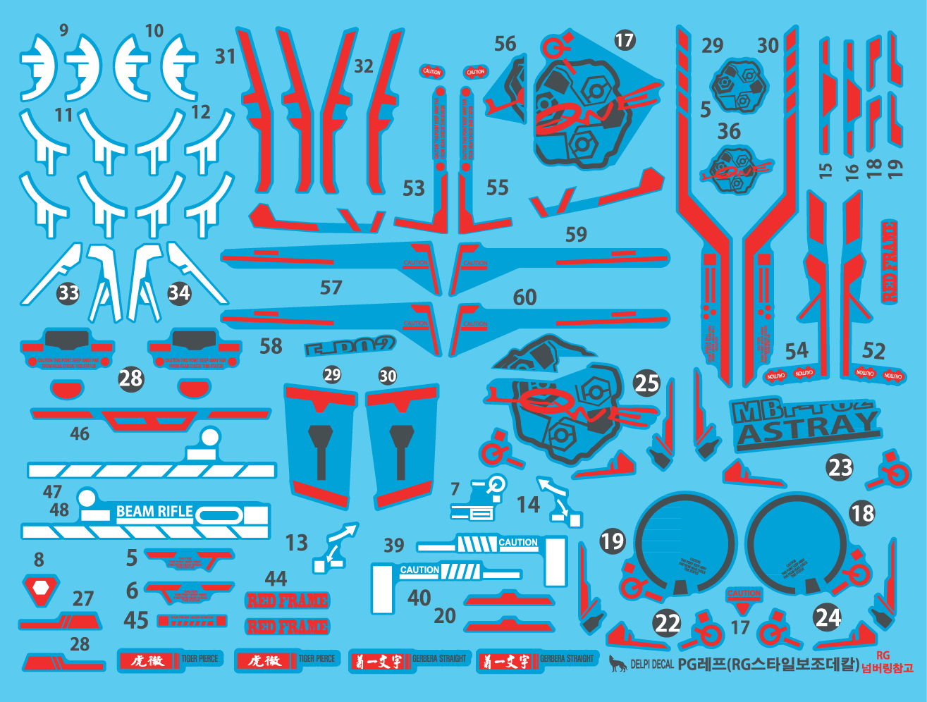 PG ASTRAY RED FRAME Auxiliary Line WATER DECAL