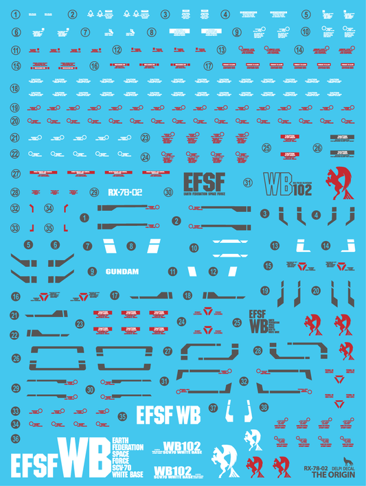 MG RX-78-2 The Origin WATER DECAL