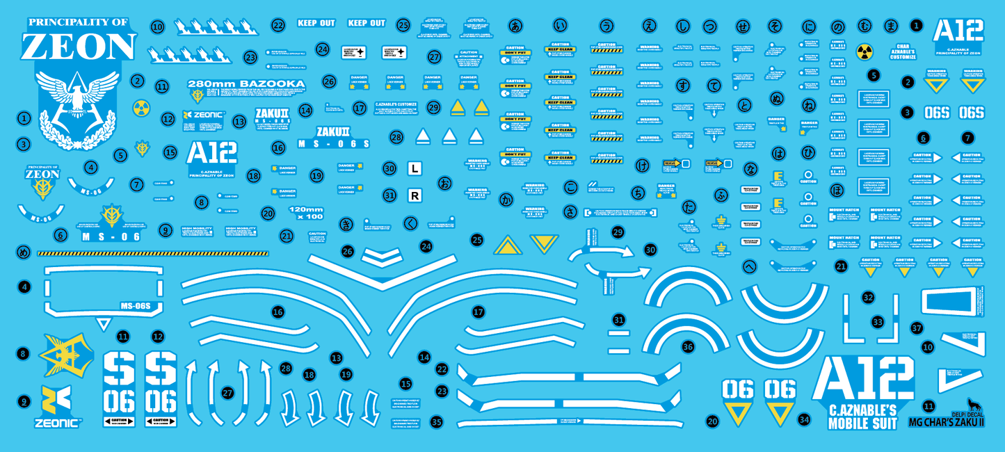 MG CHAR'S ZAKU II WATER DECAL