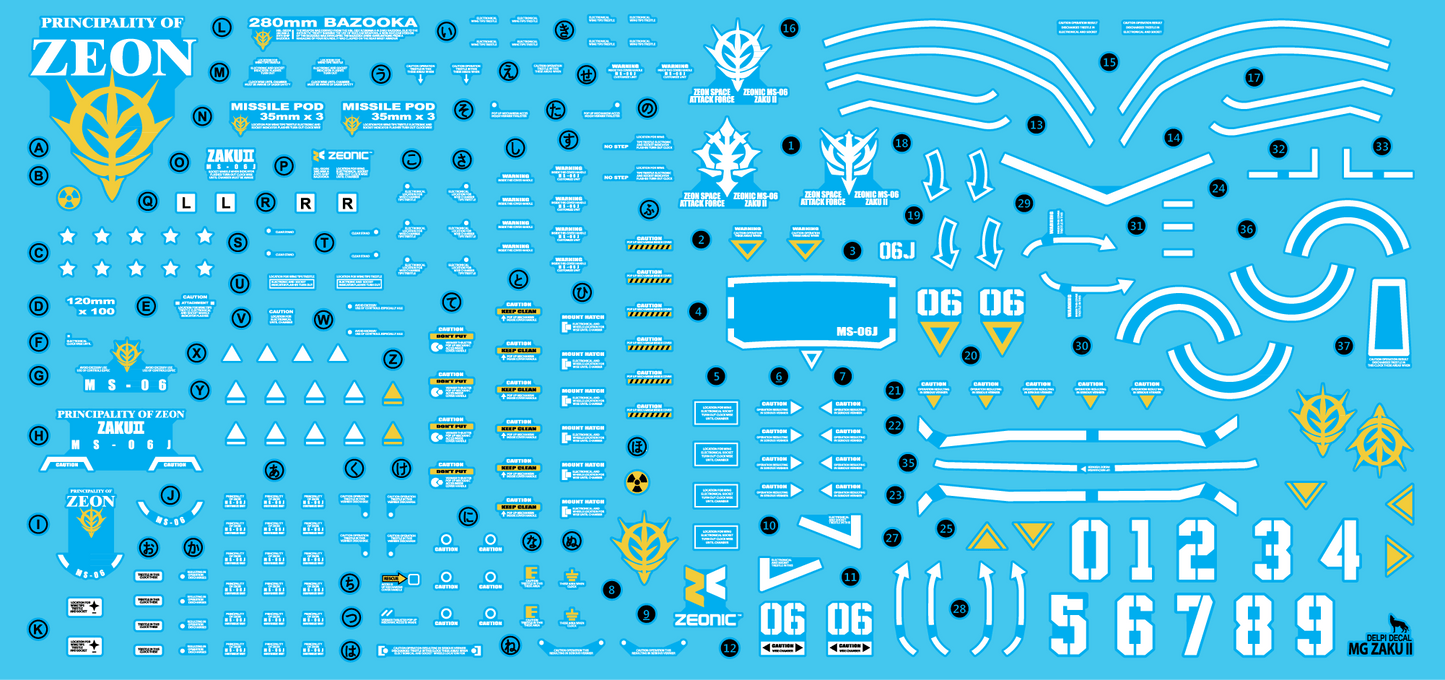 MG ZAKU II WATER DECAL