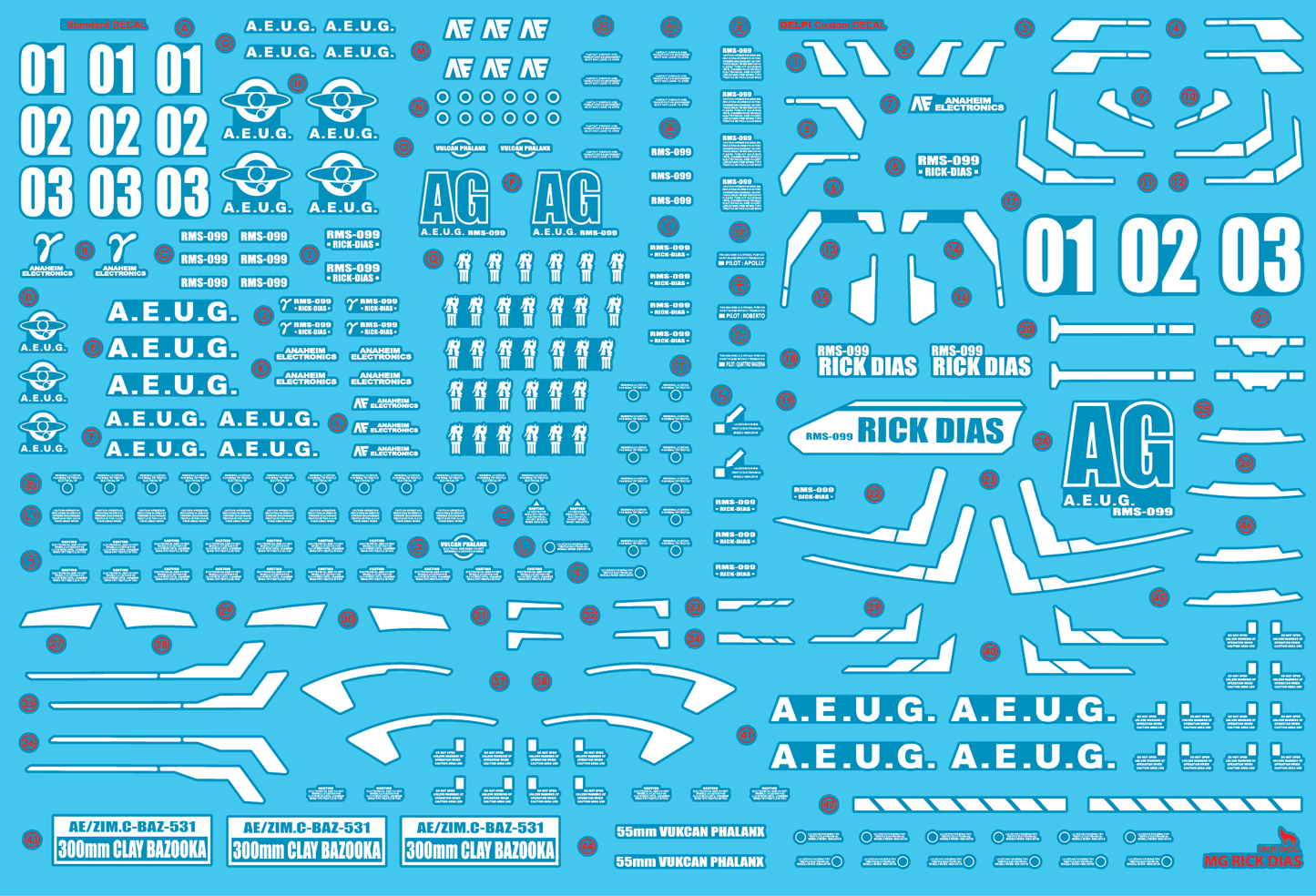 MG Rick Dias WATER DECAL (Luminous or Normal)