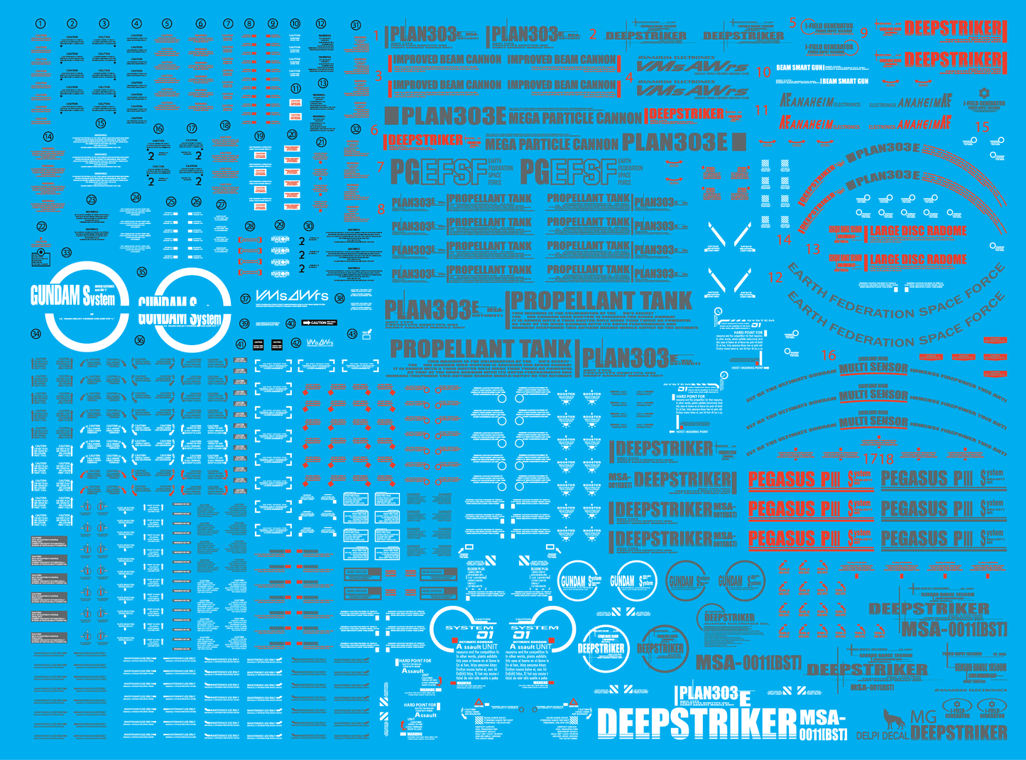 MG PLAN303E DEEP STRIKER WATER DECAL (RED)