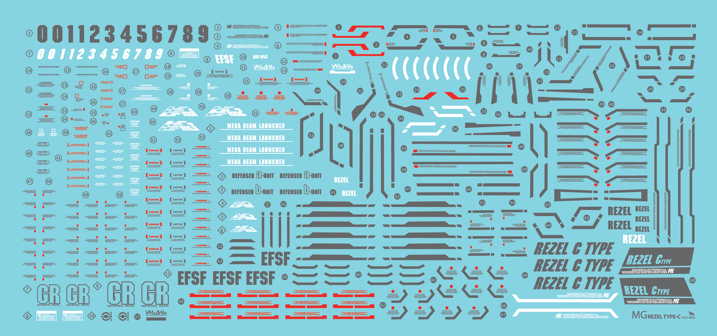 MG ReZEL Type-C [Defenser a+b-unit] WATER DECAL
