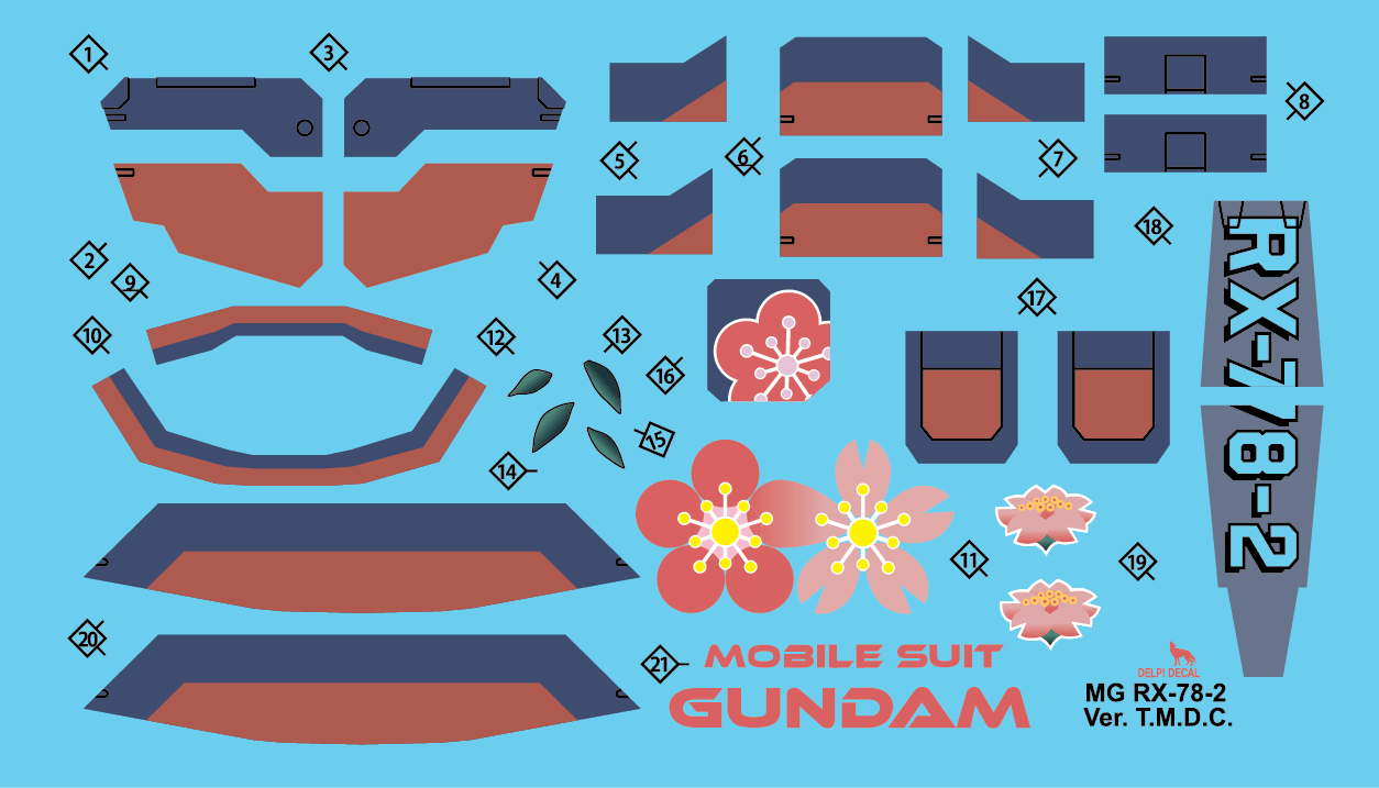 MG RX-78-2 T.M.D.C LIMIT 3.0 WATER DECAL