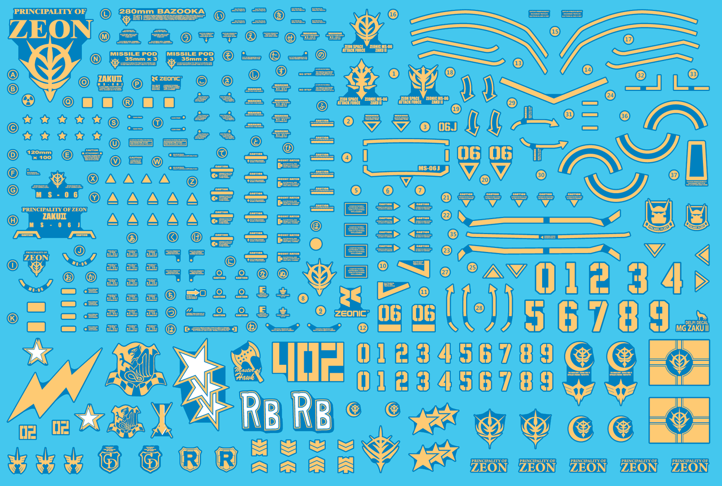 MG ZAKU II GOLD HOLO WATER DECAL