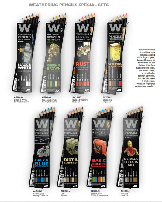 AK Weathering Pencils Effects Sets (5 Colors)