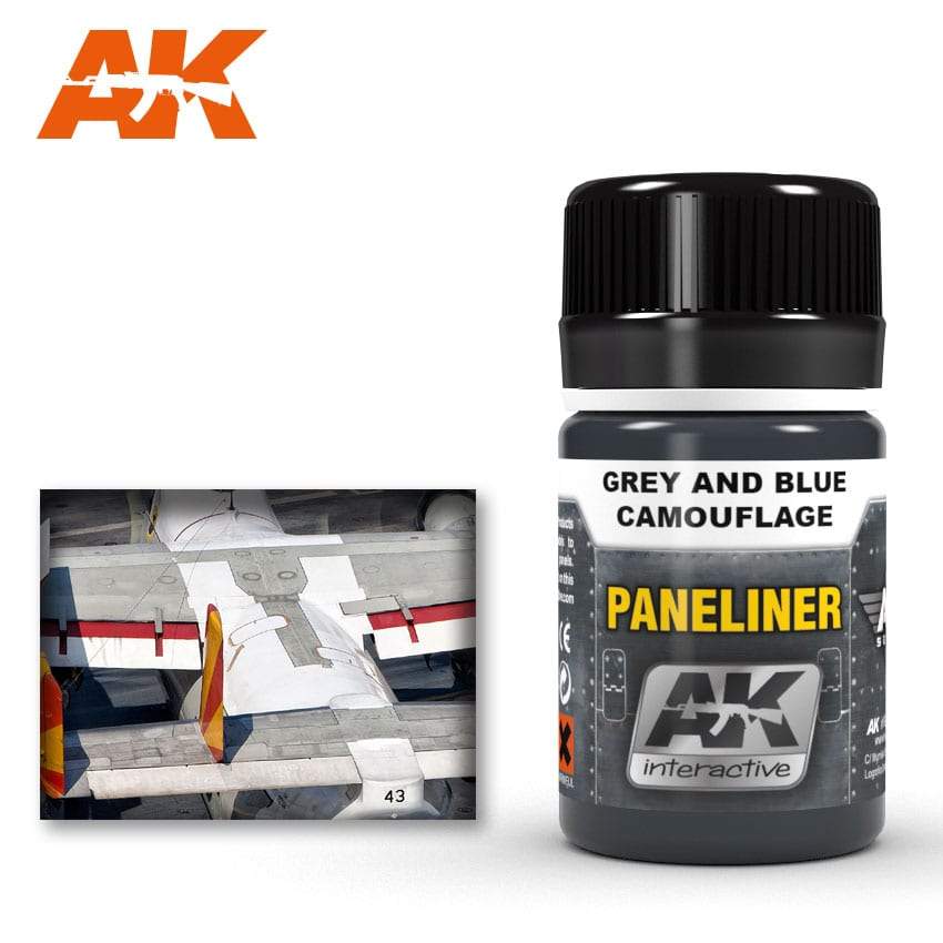 AK Interactive Paneliner For Grey And Blue Camouflage 35ml Bottle