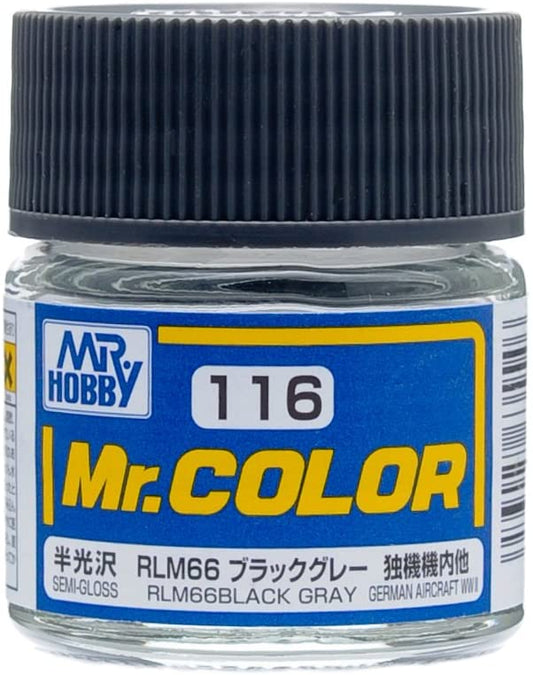 C116 Semi Gloss RLM66 Black Gray 10ml, GSI Mr. Color