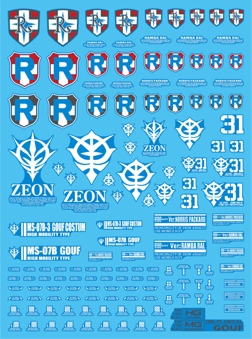 HG MG GOUF UNIVERSAL WATER DECAL