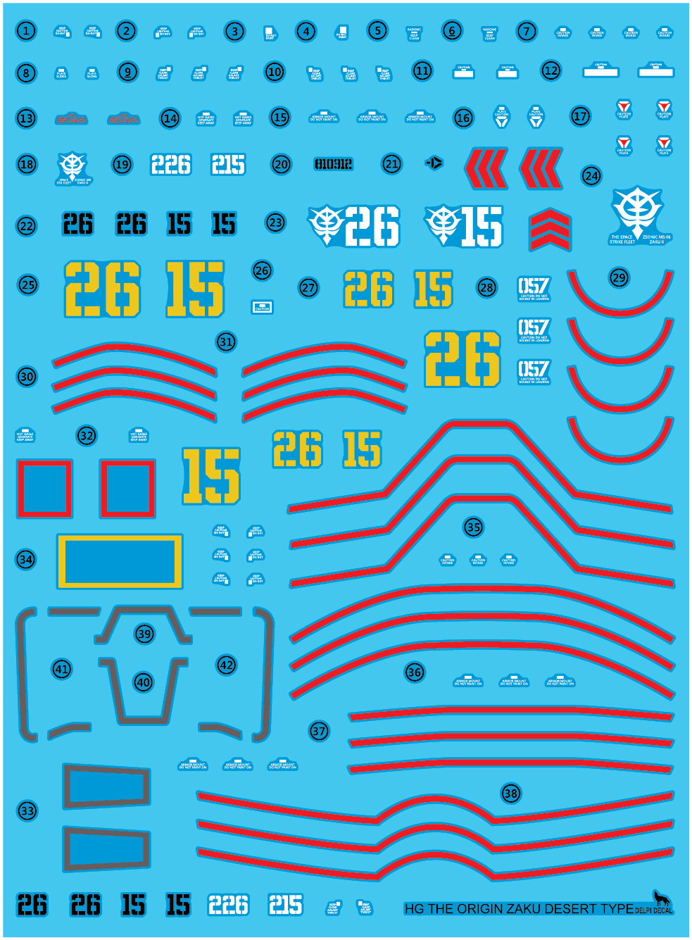 HGGTO The Origin ZAKU DESERT TYPE WATER DECAL