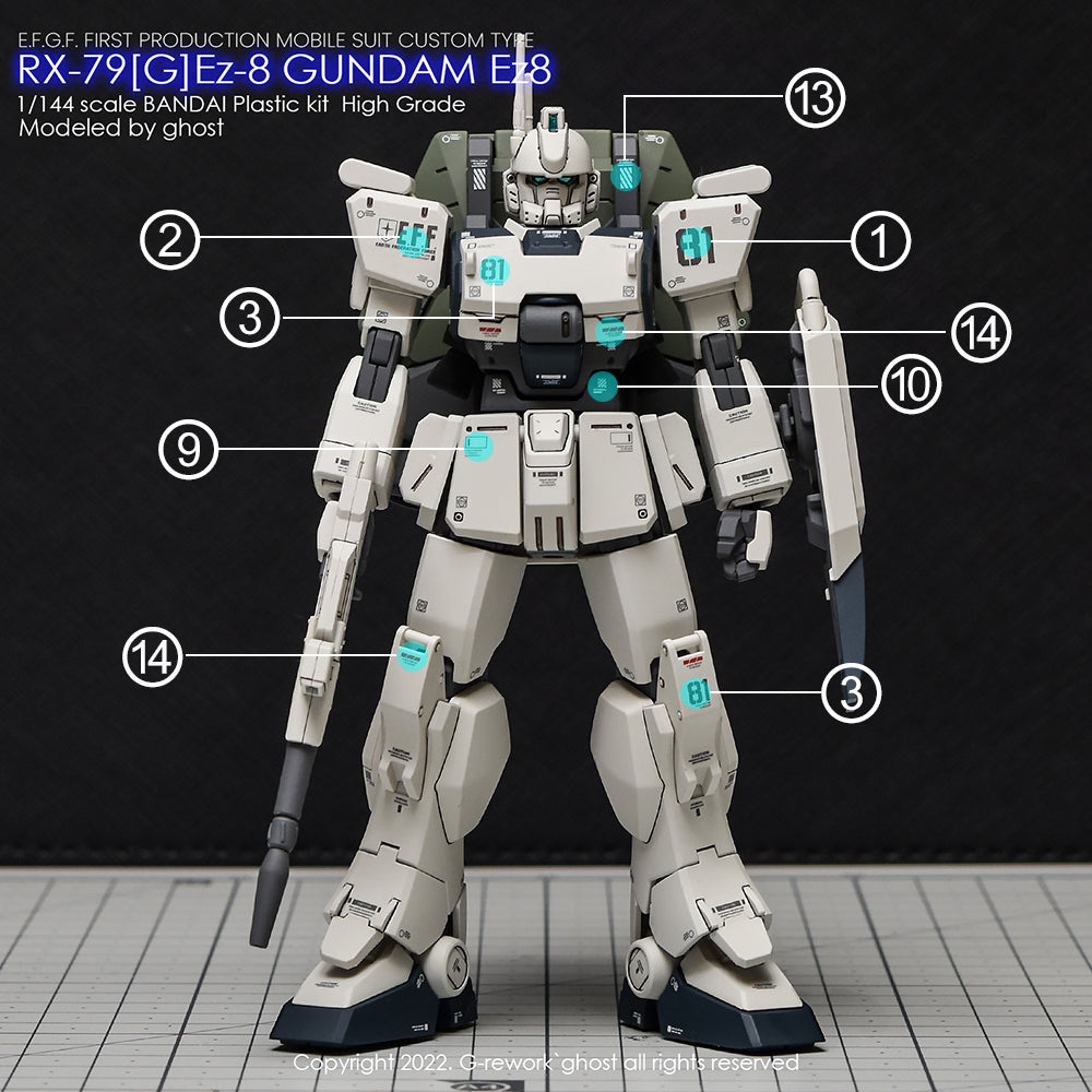 G-REWORK - [HG] 08th TEAM RX-79[G]Ez-8 GUNDAM Water Decal