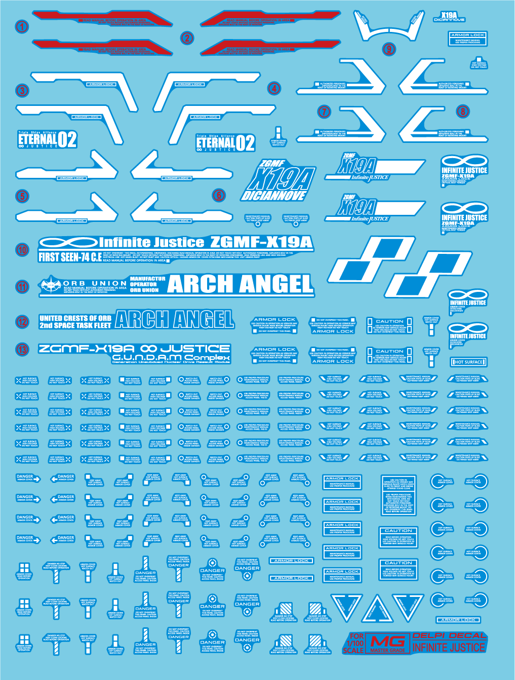 MG Infinite Justice WATER DECAL