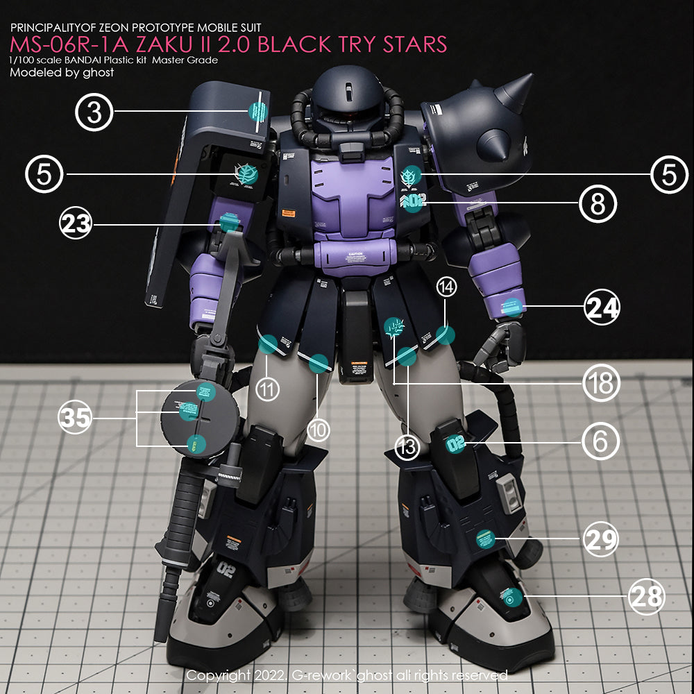 G-REWORK - [MG] BLACK TRY STARS ZAKU 2.0 Water Decal