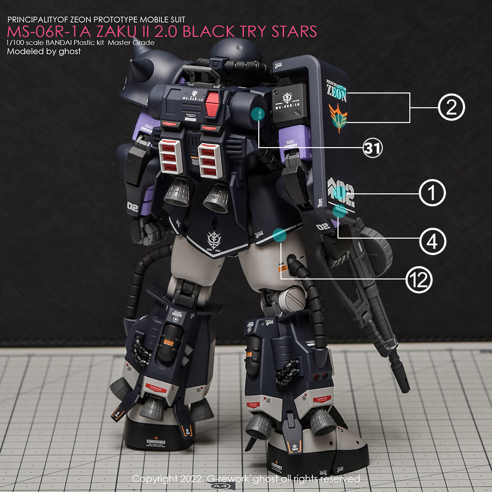G-REWORK - [MG] BLACK TRY STARS ZAKU 2.0 Water Decal