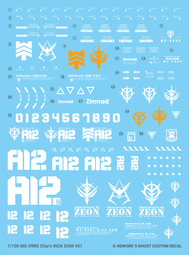 G-REWORK - [MG] RICK DOM 1.5 Char's Ver. Water Decal
