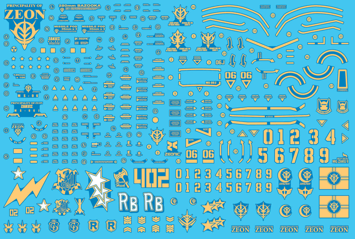 MG CHAR’S ZAKU II GOLD HOLO WATER DECAL