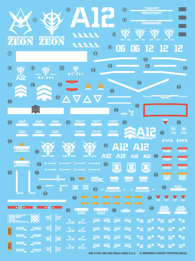 G-REWORK - [MG] ZAKU II 2.0 CHAR ( Renewal ) Water Decal