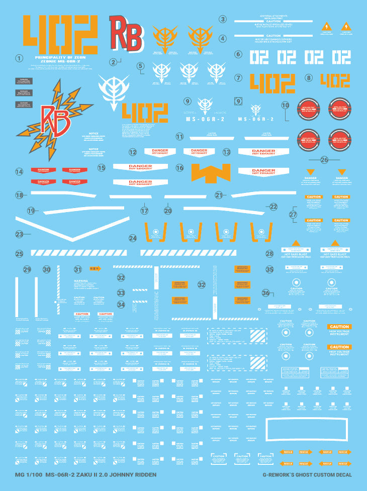G-REWORK - [MG] JOHNNY RIDDEN`S ZAKU Ver 2.0 Water Decal