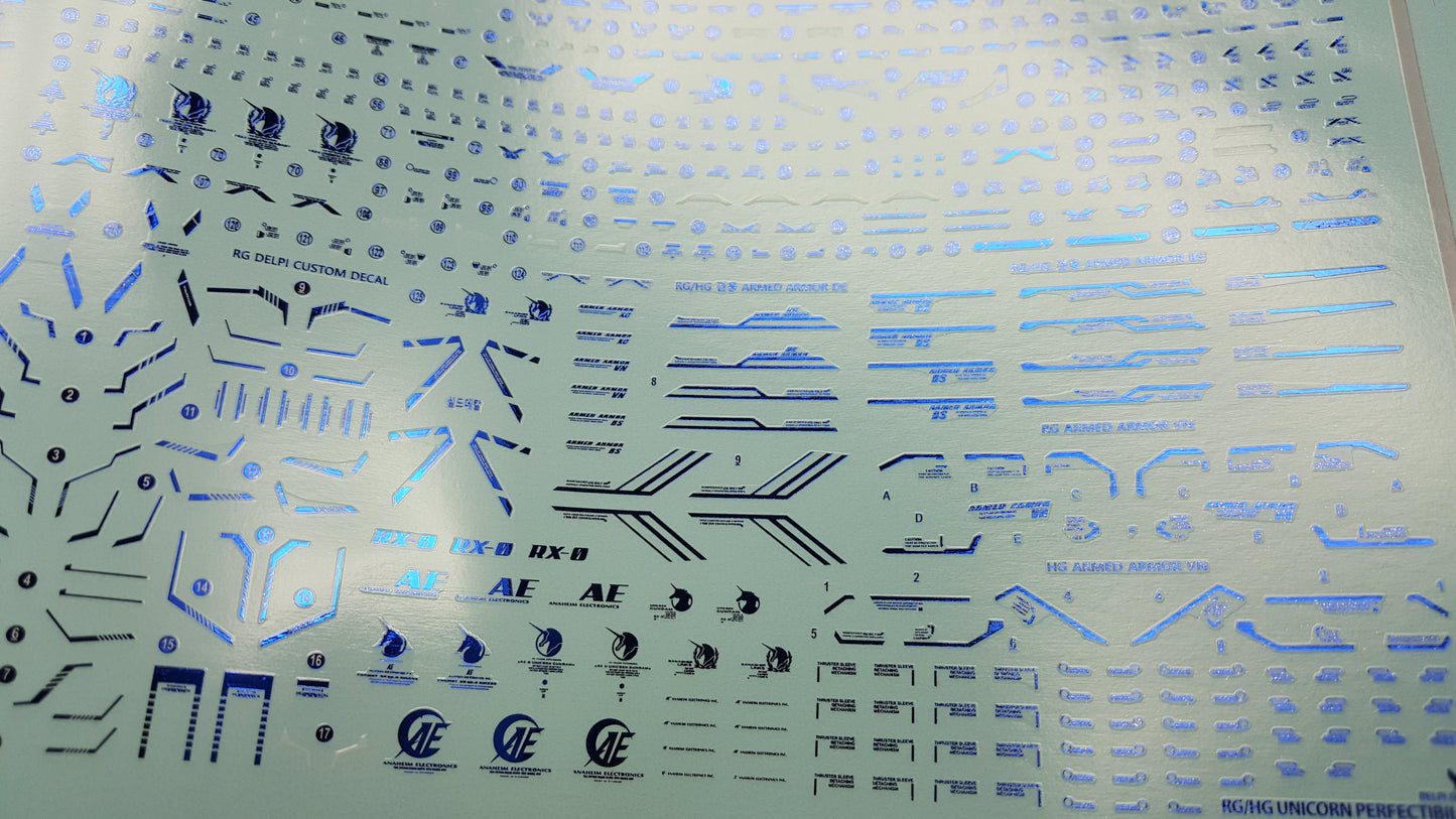 RG HG UNICORN PERFECTIBILITY HOLOGRAM WATER DECAL (Normal or Blue)
