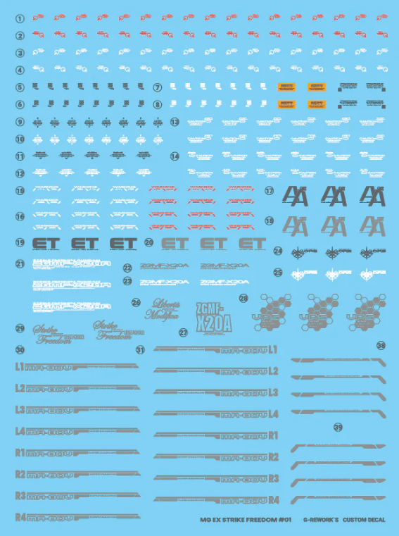 G-REWORK - MGEX Strike Freedom Gundam Water Decal