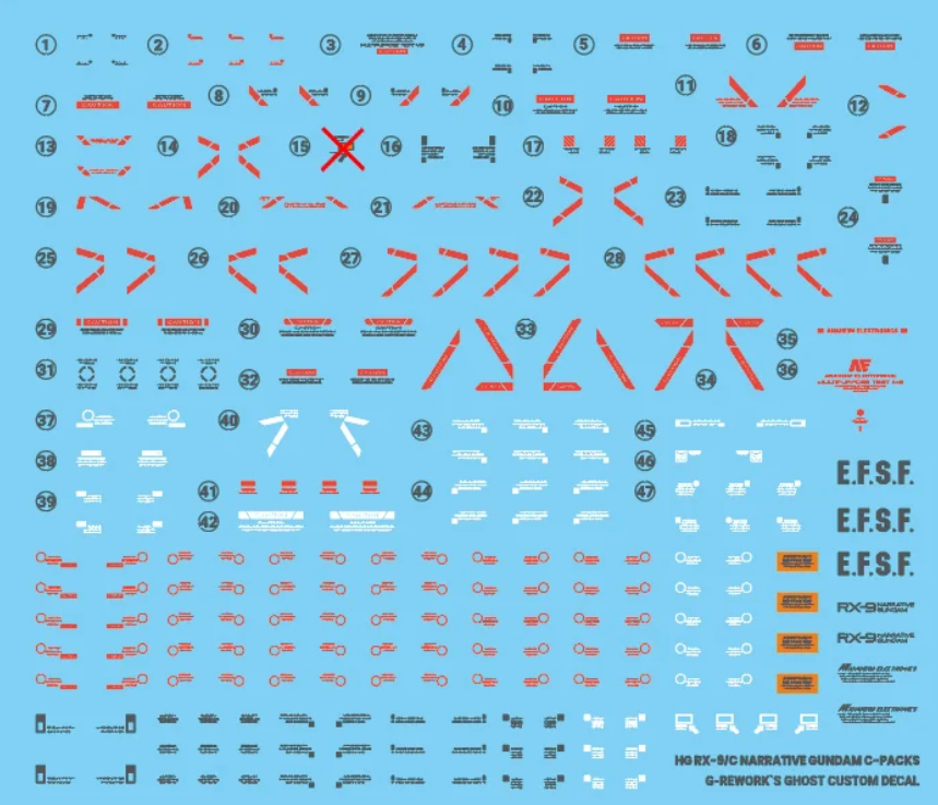 G-REWORK - [HG] RX-9/C Gundam Narrative [C-Packs] Water Decal